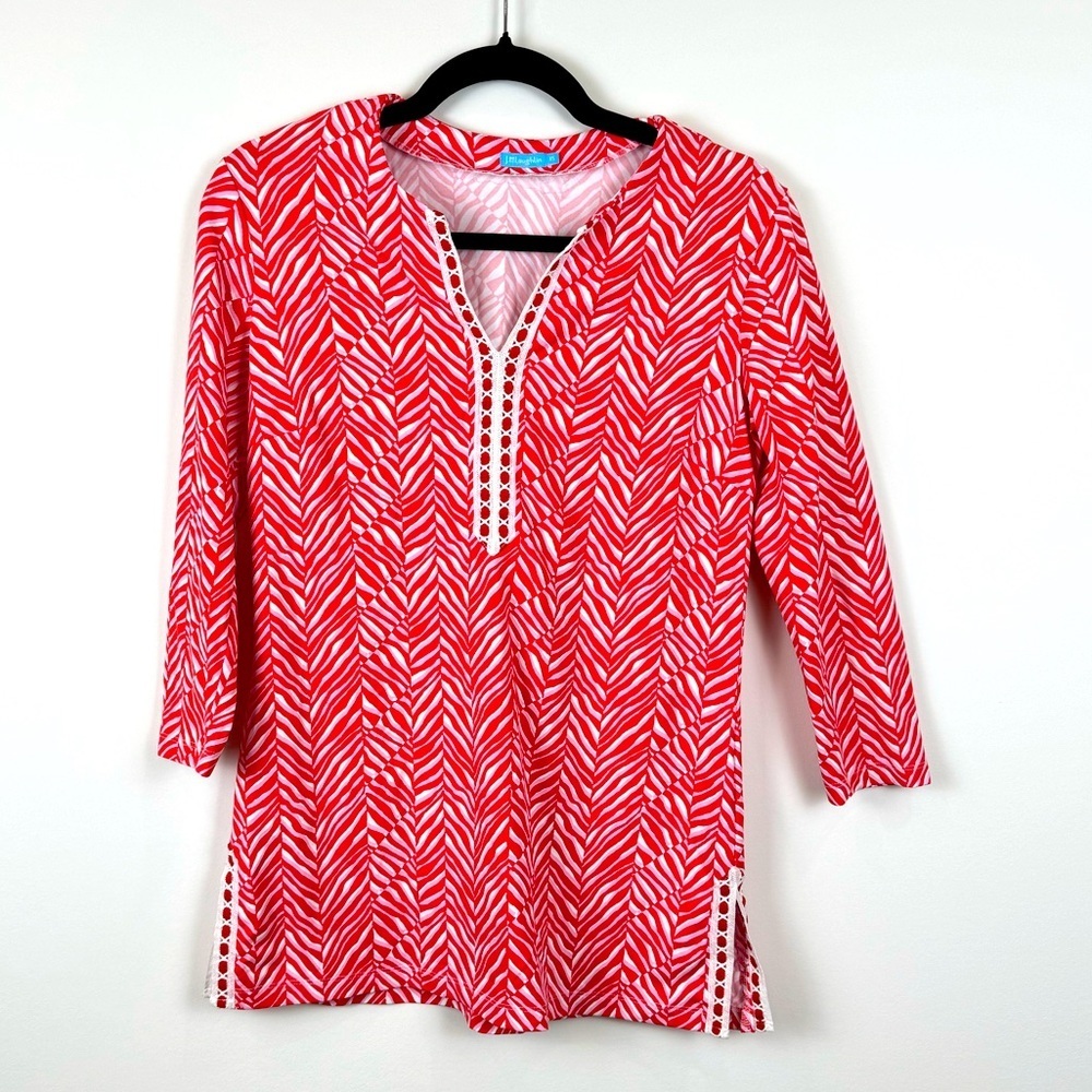 J.McLaughlin Red White and Pink Patterned Women's Top Size XS